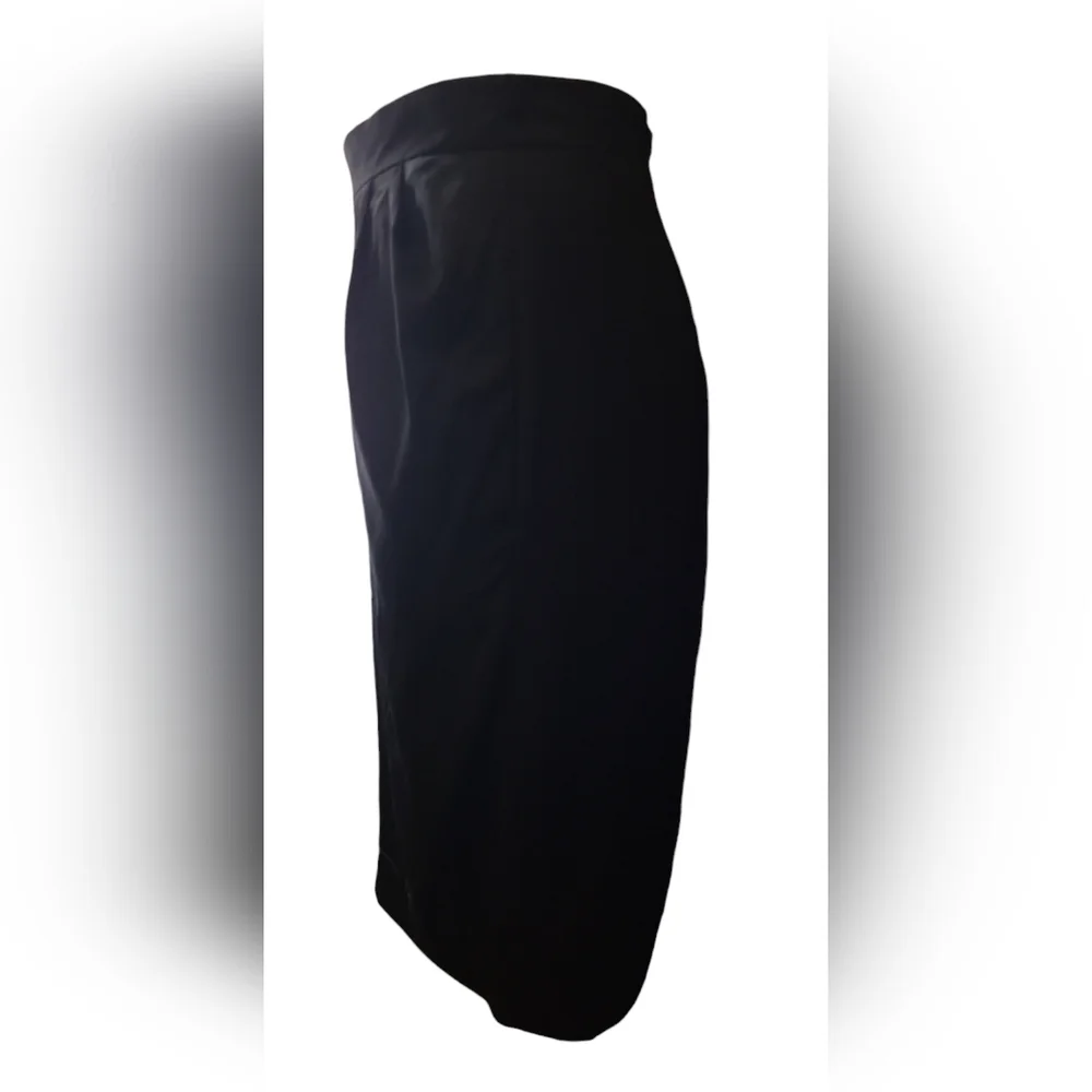 Lanvin Vintage Black Satin Pencil Skirt w/ 2-Way-Zips in Back